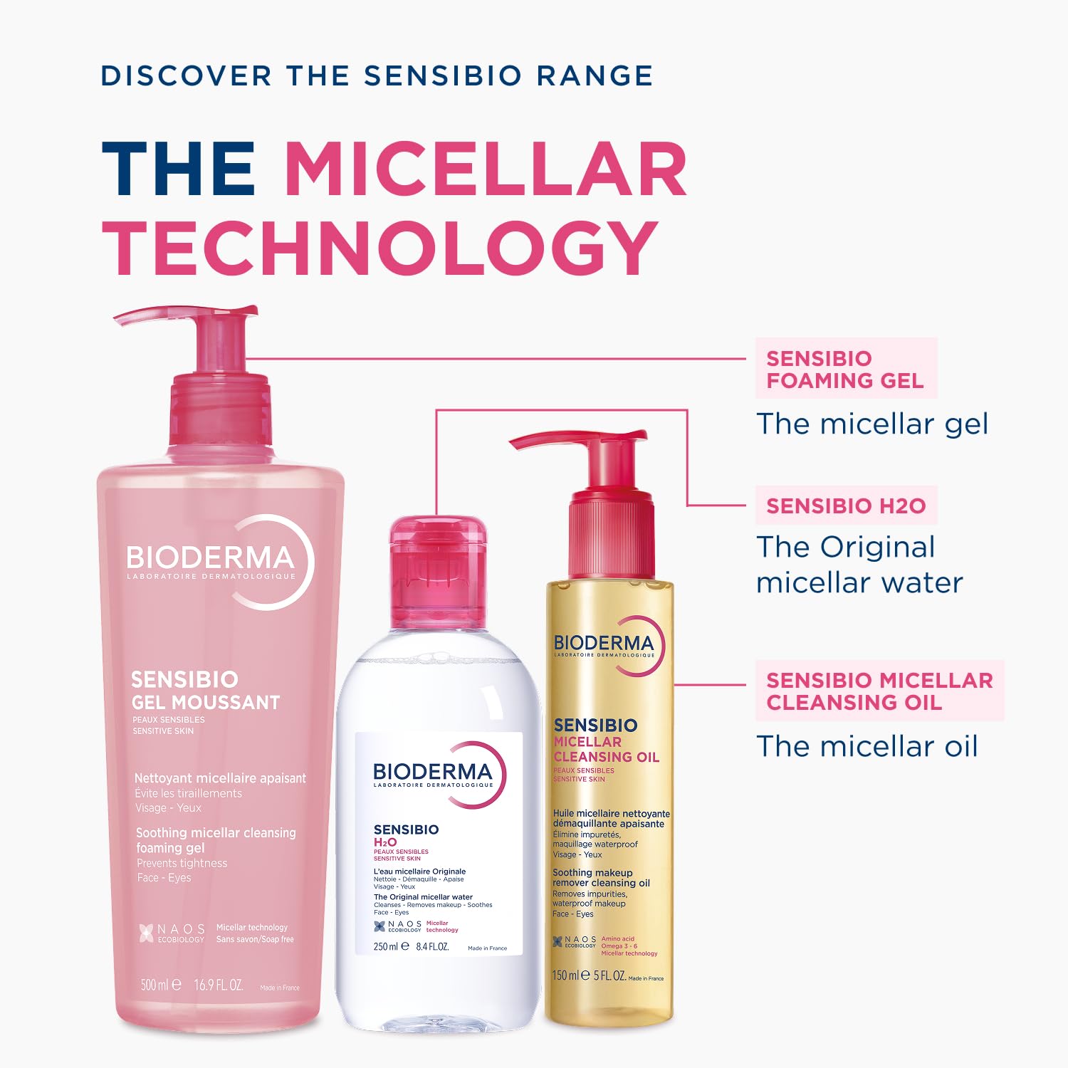 Bioderma Sensibio Micellar Cleansing Oil, 1st Ecobiological Micellar Formula Gentle Face Cleanser, Cleanses, Soothes & Nourishes Skin, Oil-to-Milk Texture, Fragrance-Free, Gentle on Skin - Available at All In One Marketplace Canada