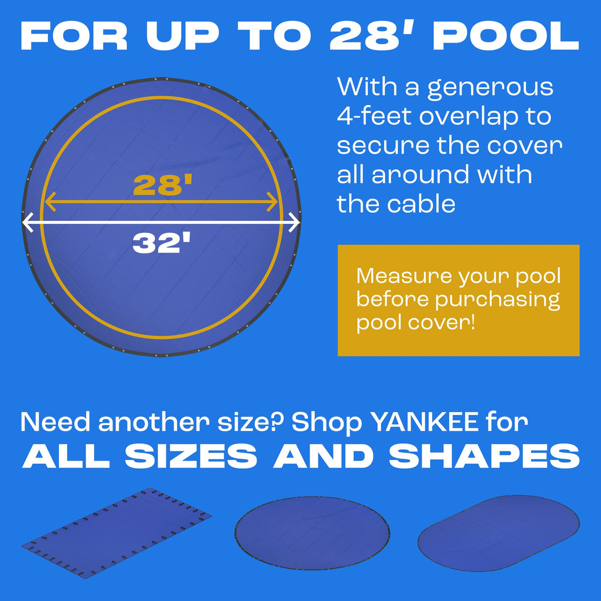Winter Pool Cover 28 ft Round for Above Ground | Extra Thick & Durable Above-Ground Pool Cover | Sapphire Series of Premium Cold- and UV-Resistant Pool Cover | by Yankee Pool Pillow 🍁 All In One Marketplace Canada
