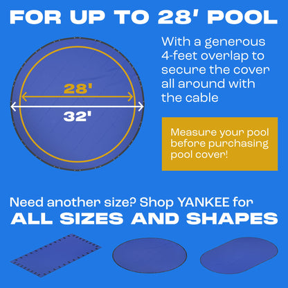 Winter Pool Cover 28 ft Round for Above Ground | Extra Thick & Durable Above-Ground Pool Cover | Sapphire Series of Premium Cold- and UV-Resistant Pool Cover | by Yankee Pool Pillow 🍁 All In One Marketplace Canada