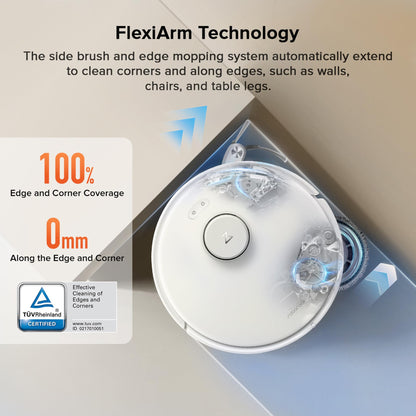 roborock Qrevo Curv S5X Robot Vacuum and Mop, 18,500Pa Suction, Zero-Tangling Design, FlexiArm Side Brush & Mop, Smart Obstacle Avoidance, Self-Washing & Drying, Self-Emptying, Perfect for Carpet - Available at All In One Marketplace Canada