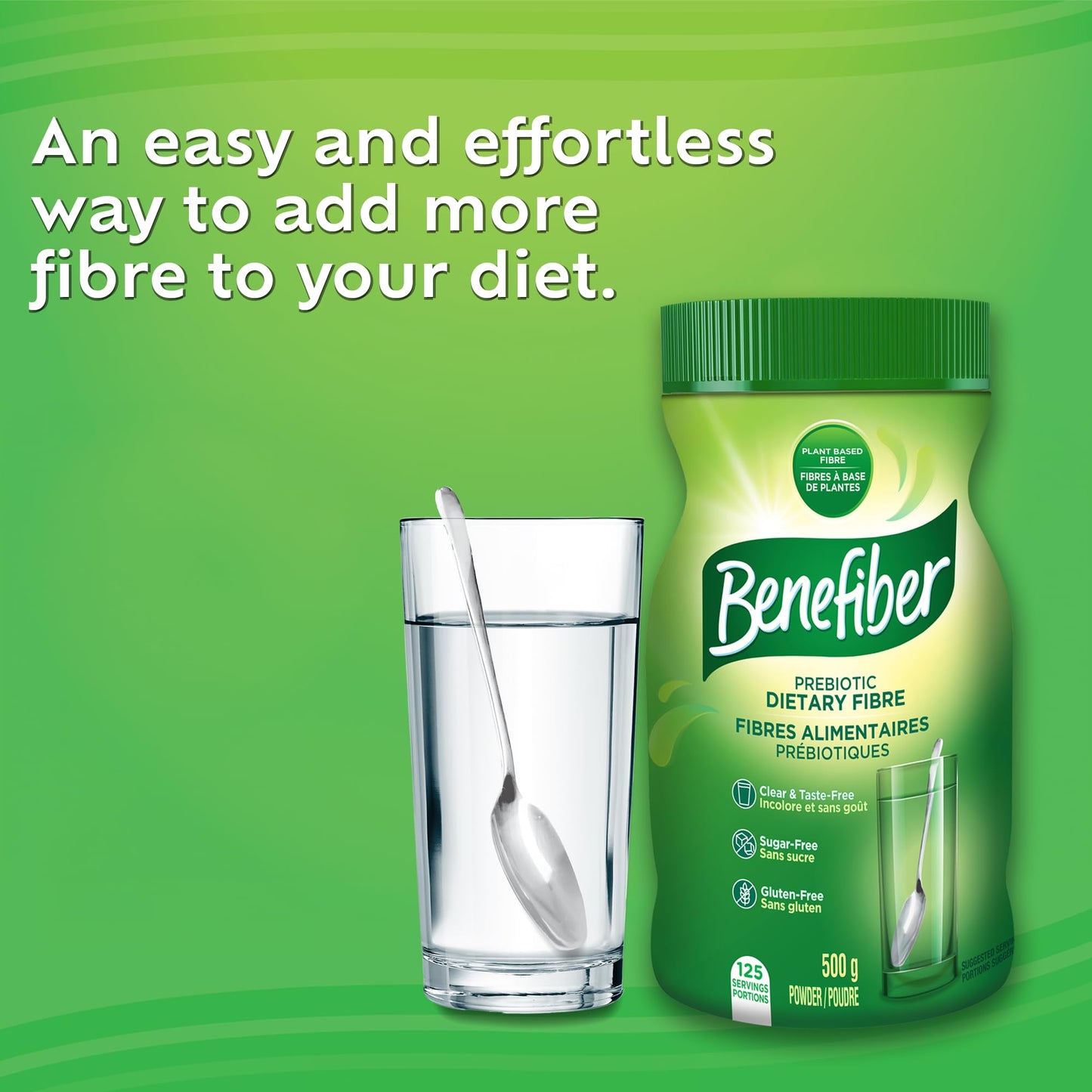 Benefiber Prebiotic Fibre Supplement Powder, Promotes Good Gut Health, Unflavoured & Completely Clear, Dissolves in Drinks & Food, Plant‑Based, Sugar‑Free, Gluten‑Free, Non-GMO, Daily Soluable Fibre Supplement, 125 Servings (500 g) - Available at All In One Marketplace Canada