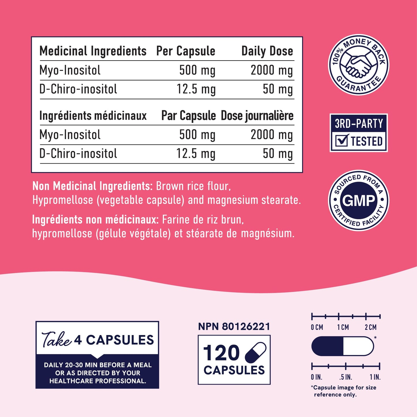 Inositol | Hormone Balance for Women | Myo-Inositol & D-Chiro | Ideal 40:1 Ratio | Myoinositol 2000mg, D Chiro 50mg | Regulate Menstrual Cycle & Support Ovarian Health | 120 Ct (1 Month Supply)