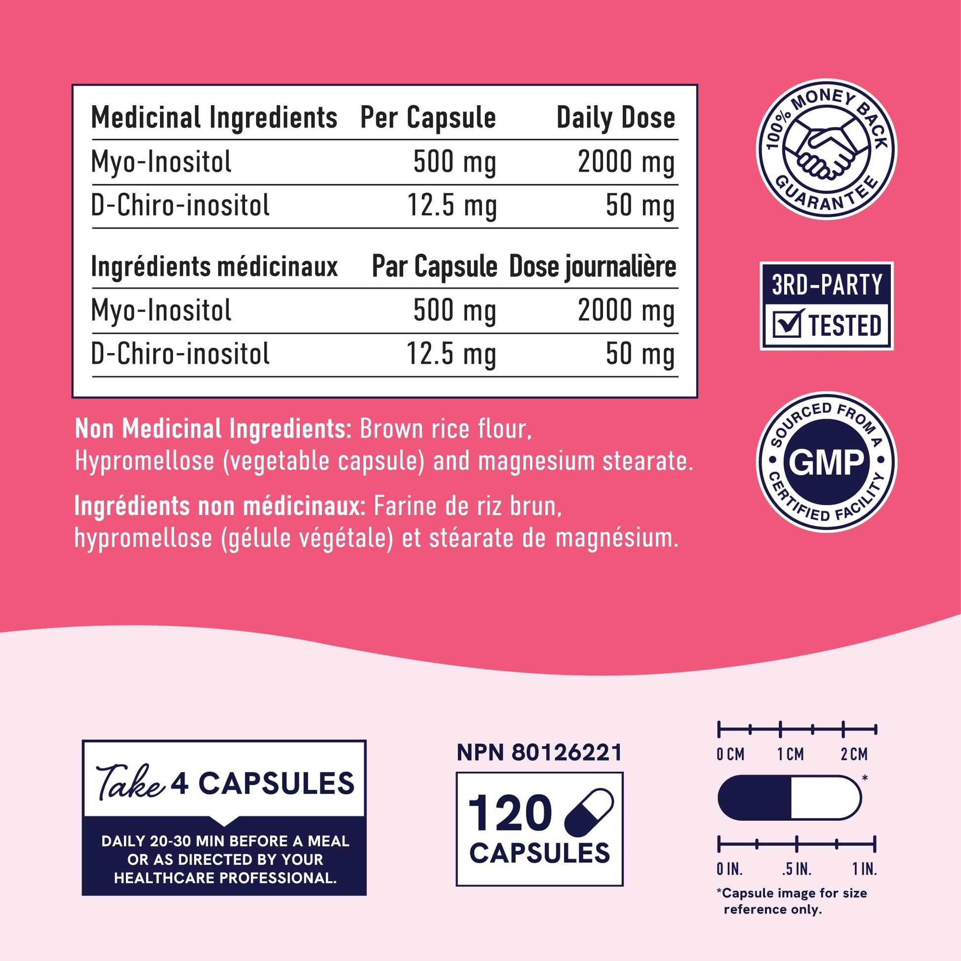 Inositol | Hormone Balance for Women | Myo-Inositol & D-Chiro | Ideal 40:1 Ratio | Myoinositol 2000mg, D Chiro 50mg | Regulate Menstrual Cycle & Support Ovarian Health | 120 Ct (1 Month Supply)