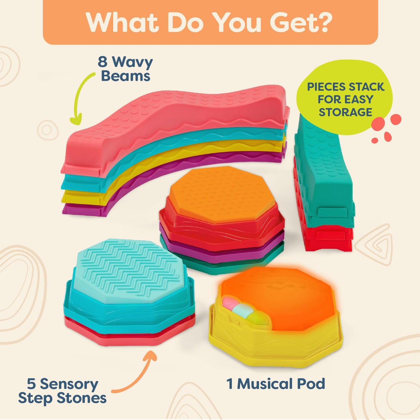 B. toys Balance Beam Set, Musical Wavy Beams & Sensory Stones, Summer 🍁 All In One Marketplace Canada