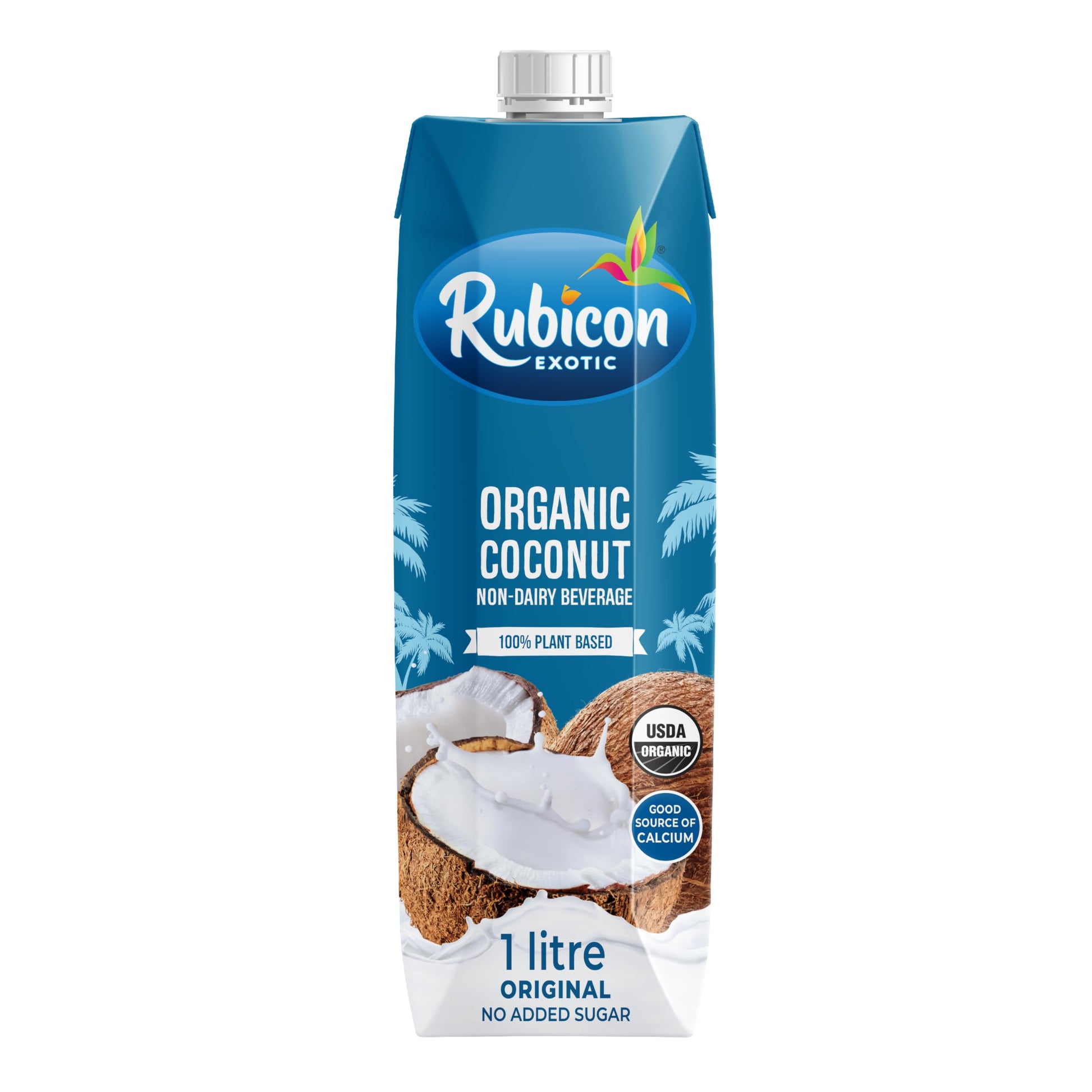 Rubicon Organic Coconut Plant-Based Milk | 1L Cartons | Calcium-Fortified | No Added Sugar | Vegan & Vegetarian | Pack of 8