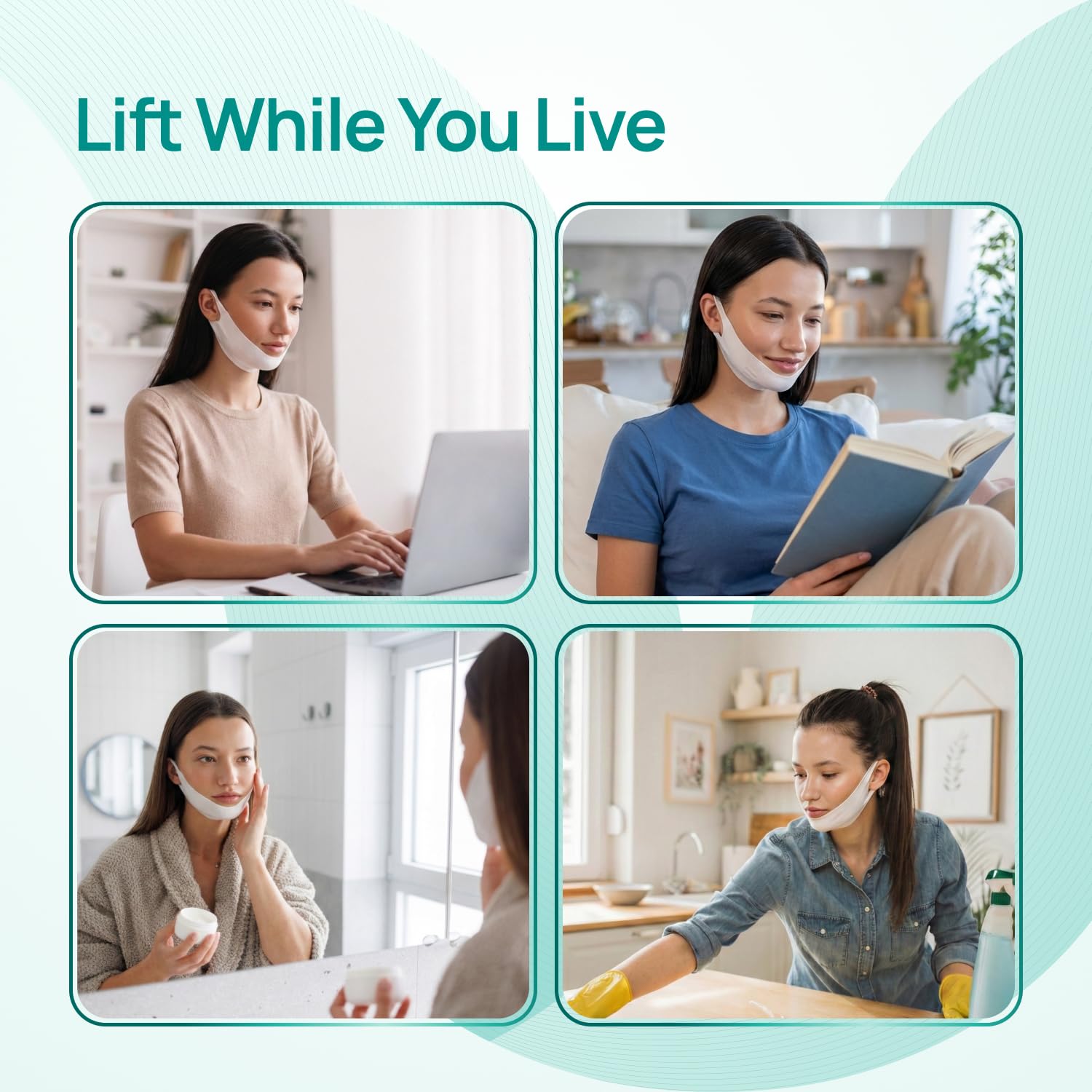 Plantifique V-Line Face Mask with Hyaluronic Acid, 5 Pack Chin Strap for Double Chin, V Line Lifting Masks - V Shape Face Tape, Jawline & Neck Mask for Skin Firming - Available at All In One Marketplace Canada