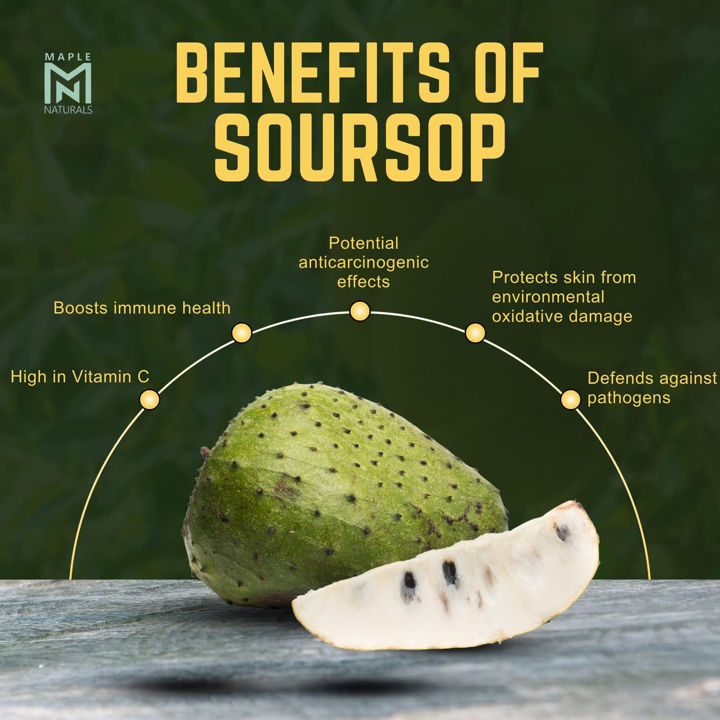 Maple Naturals Soursop Graviola Liquid Extract with Sea Moss - 120ml Glass Bottle