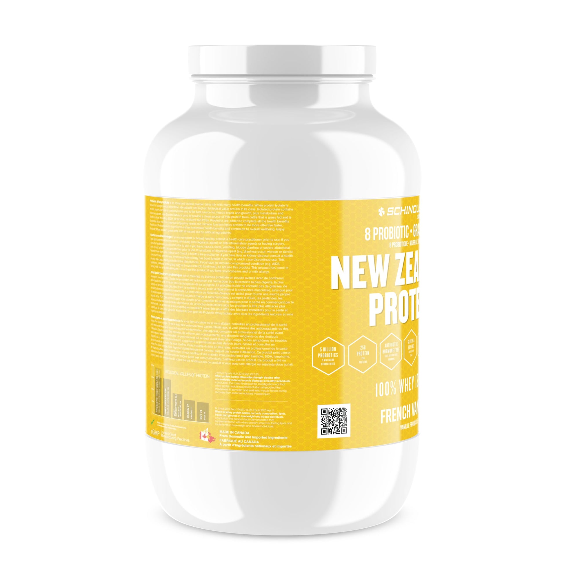 Schinoussa New Zealand Whey Protein Isolate - French Vanilla, 910g | 25g Protein Per Serving | Zero Sugar, 1g Carbs, 110 Calories