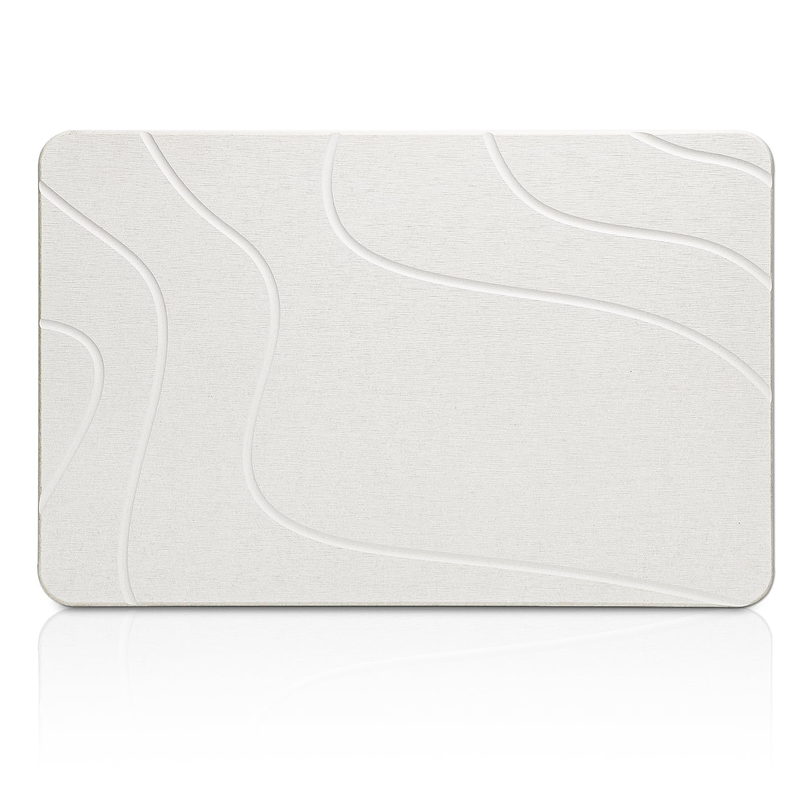 Ceecysaa 60 x 39cm Stone Bath Mat, Diatomaceous Earth Quick Dry Non Slip, White Ceecysaa