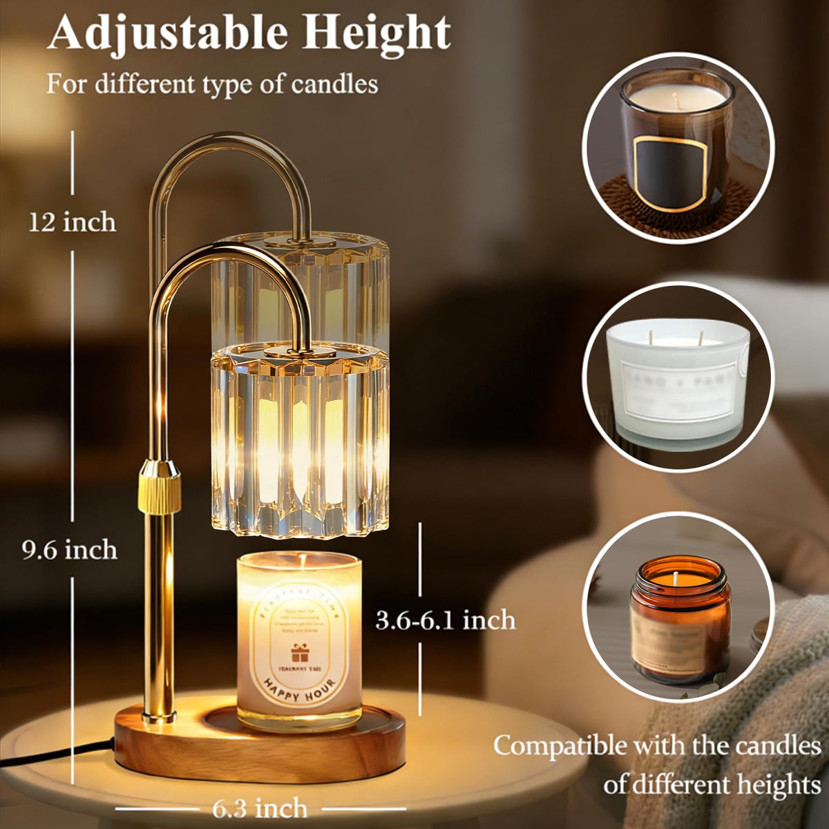 Lukasa Candle Warmer Lamp with Timer and Dimmer, Adjustable Height Candle Warmer for Candle, Birthday Gifts for Women Men, for Mom, Christmas Decor Home Room Decor 🍁 All In One Marketplace Canada