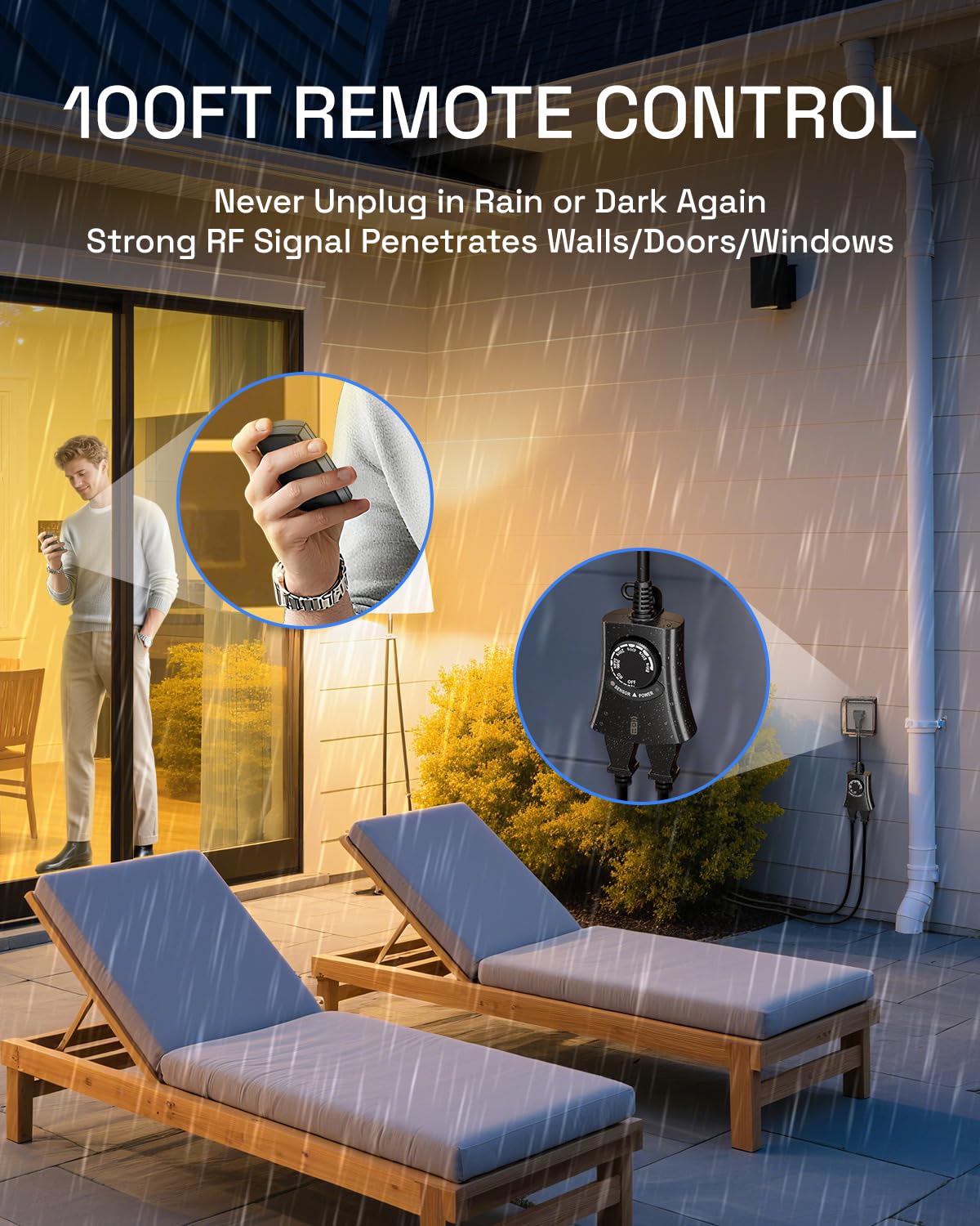HBN Outdoor Light Timer Waterproof, Weatherproof Photocell Dusk to Dawn Light Sensor Timer with Remote Control, 2/4/6/8 Countdown Timer, 2 Grounded Outlet for Christmas Lights，1875W 15A 1/2HP 🍁 All In One Marketplace Canada