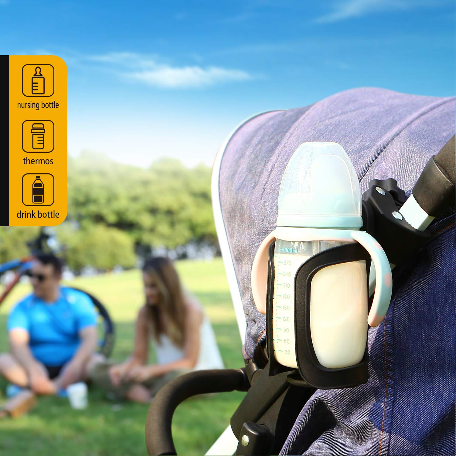 Pack of 2 Stroller Drink Holders, Universal Cup Holder for Bikes, Trolleys or Walkers
