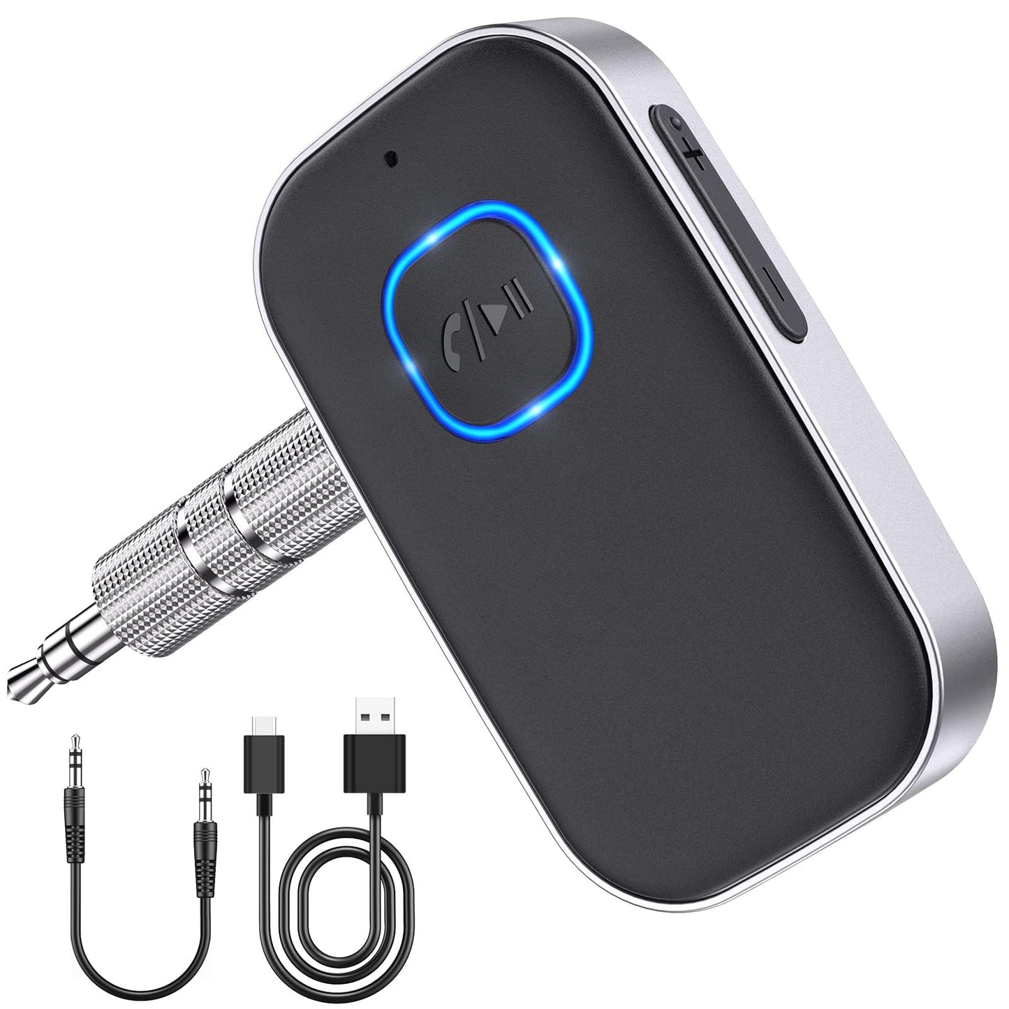 WOCBUY Bluetooth Car Adapter, 3.5mm AUX Bluetooth Receiver for Music Streaming, Wireless Music Audio Adapter with Built-in Mic, Home Stereo, Speakers (Handsfree Car Kits, 16H Playtime, Dual Link) - Available at All In One Marketplace Canada