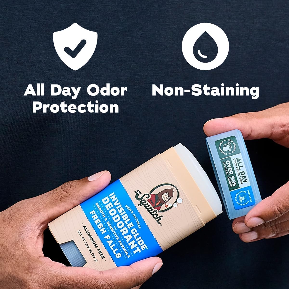 Dr. Squatch Invisible Glide Natural Deodorant – Smooth Glide with No Stains – Aluminum Free & Dermatologist-Tested Formula Suits Sensitive Skin – Fresh Falls + Wood Barrel Bourbon – 2.65oz (2-Pack) - Available at All In One Marketplace Canada