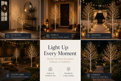 EAMBRITE Christmas Decor, 2 Pack Lighted Birch Tree Indoor Outdoor Decorations, 5FT 6FT Prelit Artificial Tree with Timer and Dimmer for Home Room Wedding Christmas Decorations 🍁 All In One Marketplace Canada
