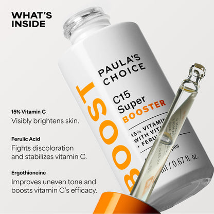 Paula's Choice C15 Super Booster, 15% Vitamin C with Vitamin E & Ferulic Acid, Brightening Serum for Discolouration, Dark Spots & Wrinkles, Fragrance-Free, 20 mL - Available at All In One Marketplace Canada