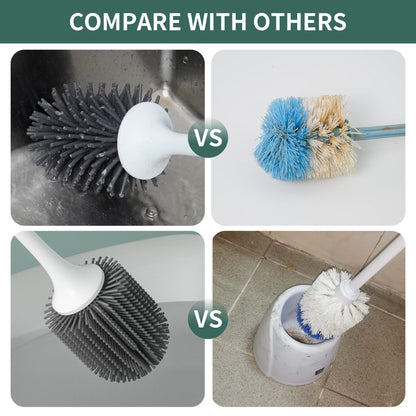 Hibbent Toilet Brush with Ventilated Drying Holder, Silicone Toilet Bowl Brush Bathroom Cleaning Bowl Brush Kit Sturdy Cleaning Toilet Brush, Floor Standing & Wall Mounted Without Drilling - Available at All In One Marketplace Canada