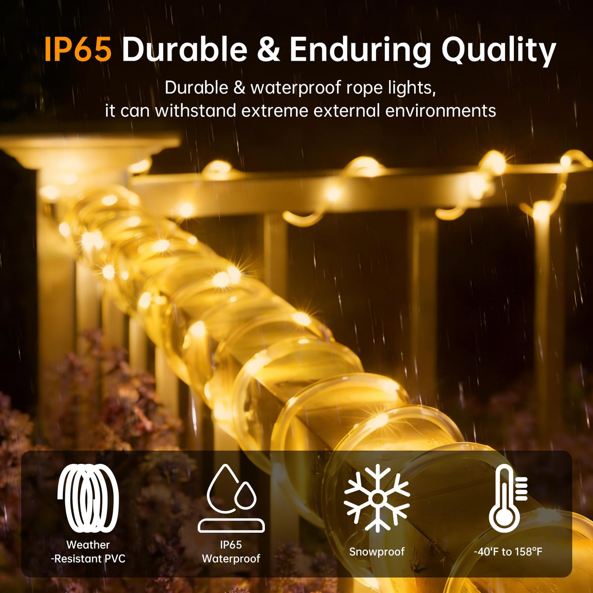 Solar Rope Lights for Outside, 66ft 200 LED Warm White Solar String Lights 🍁 All In One Marketplace Canada