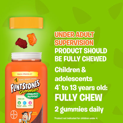 FLINTSTONES Kids Multivitamin Gummies Plus Immunity Support- Multivitamins for Kids, Kids Gummy With Zinc and Extra Vitamin C‡, Free of Artificial Sweeteners, Free of Aspartame, Free of Synthetic FD&C Dyes, 180 Gummies - Available at All In One Marketplace Canada