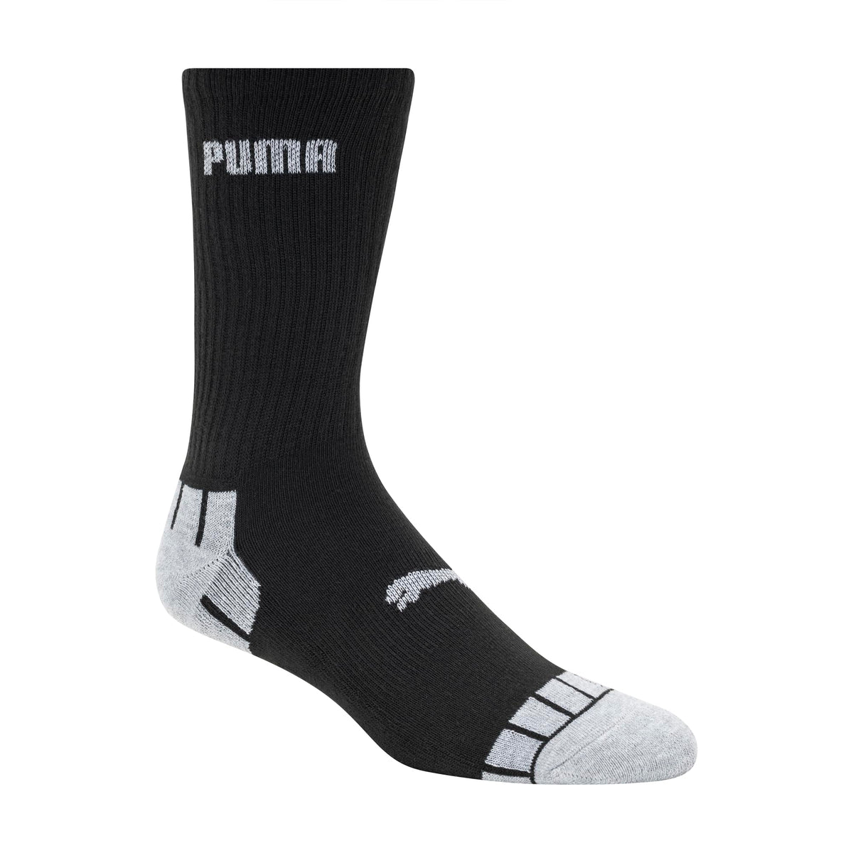 PUMA Men's 8 Pack Athletic Cushioned Crew Socks, Black/Grey, 10-13