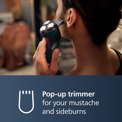 Philips Shaver 3000X Series, Wet and Dry Electric Shaver, SkinProtect Technology, Pop-up Trimmer, P-cap, Dark Forest Green, Model X3002/00 - Available at All In One Marketplace Canada