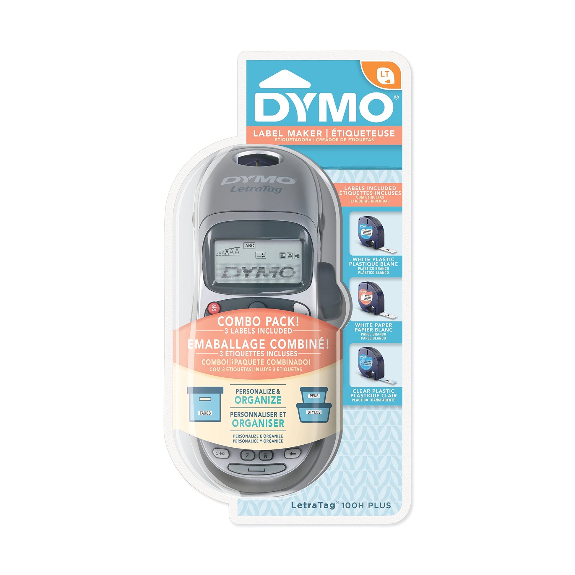 DYMO Label Maker with 3 Bonus Labeling Tapes, LetraTag 100H Handheld Label Maker & LT Label Tapes, Easy-to-Use, Great for Home & Office Organization DYMO