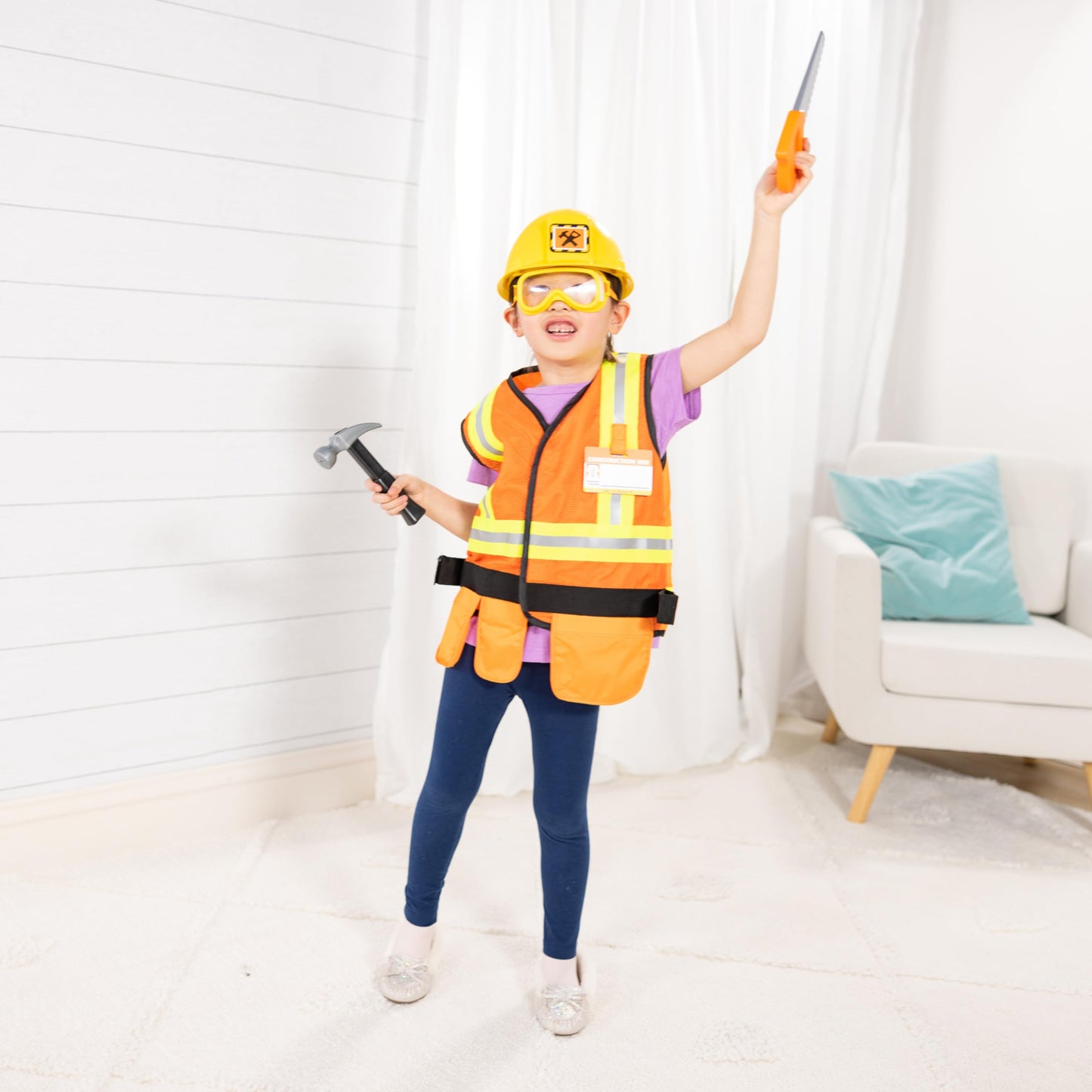 Melissa & Doug Construction Costume, Pretend Play Dress Up Set (6-Pc) Tools, Vest & Accessories, Role Play Toys for Kids 3+ - Available at All In One Marketplace Canada