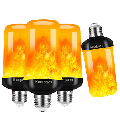 【Upgraded】 Hompavo LED Flame Light Bulb, 4 Modes Flickering Light Bulbs with Upside Down Effect, E26/E27 Base Flame Bulb for Halloween, Christmas, Party, Indoor and Outdoor Home Decoration (4 Pack) 🍁 All In One Marketplace Canada