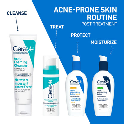 CeraVe 4% Benzoyl Peroxide Acne Treatment Foaming Cleanser Face & Body Wash, with Hyaluronic Acid and Niacinamide. Helps Clear Acne Pimples and prevent breakouts. Gentle Gel, Fragrance-Free, 150ML
