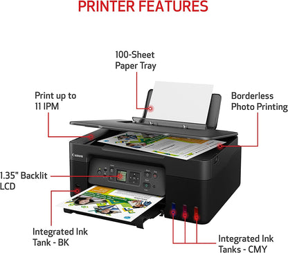 Canon PIXMA G3270 - MegaTank Ink Tank Wireless Printer, Colour All-in-One, Printer, Scanner, Copier, Mobile Friendly, Black