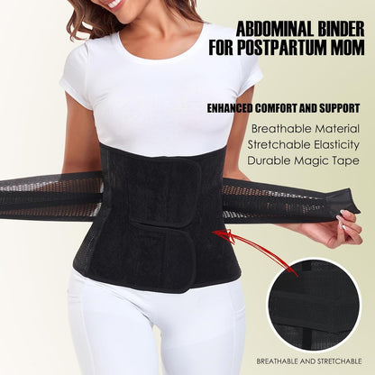 Postpartum Belly Wrap Waist Cincher – C Section Recovery Belt, Post Partum Women Belly Belt, Abdominal Binder After Pregnancy Postpartum Belly Band After Birth Brace (Black, S/M)