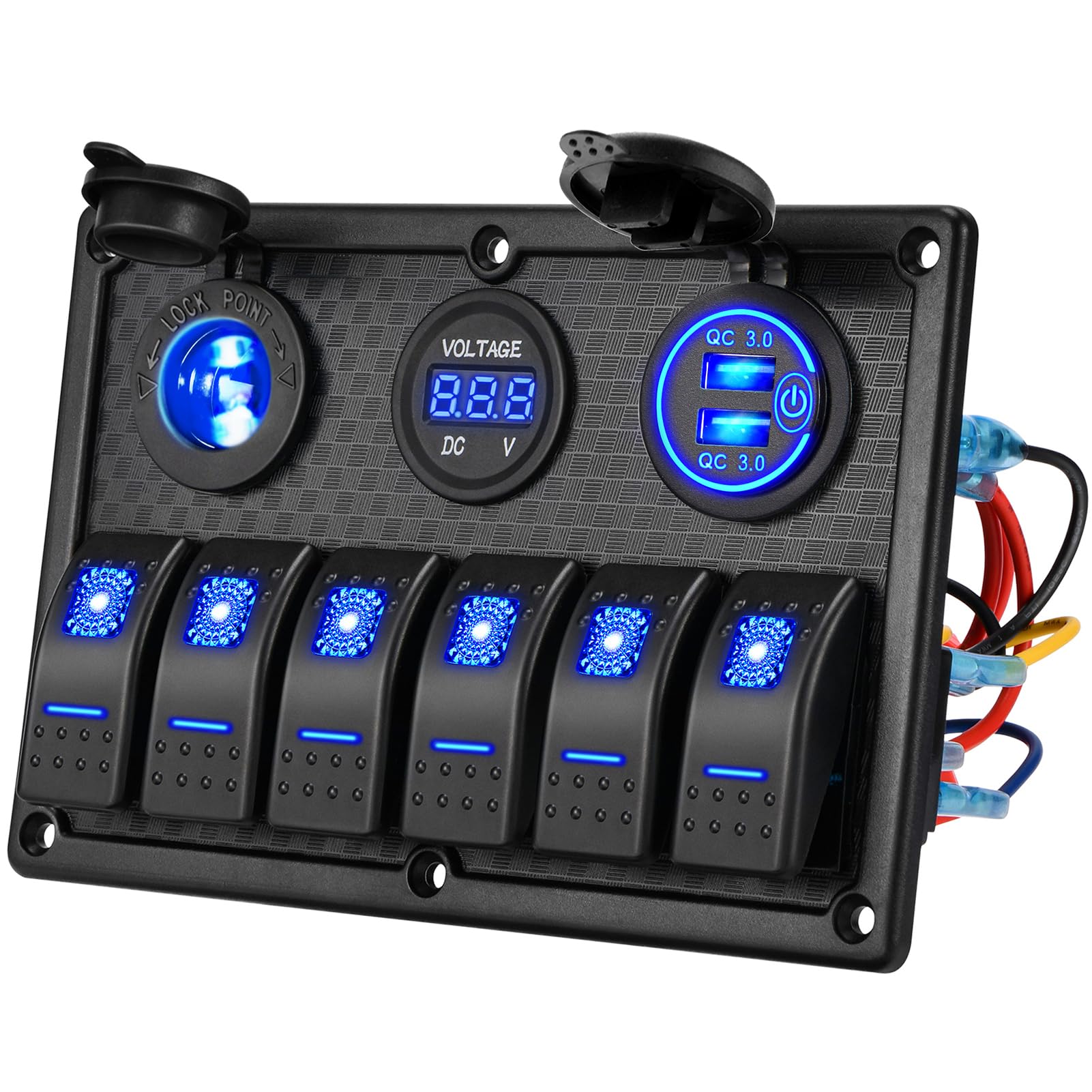 Kohree 6 Gang 12V Switch Panel with Dual QC3.0 USB Slot Socket Kohree