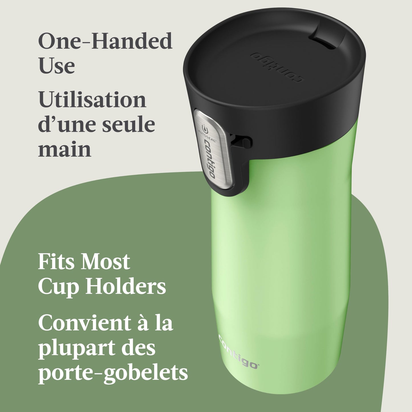 Contigo West Loop 3.0 Stainless Steel Travel Mug with Tea-Bag Hook & Spill-Proof Lid, Vacuum-Insulated Reusable Cup Coffee and Tea, 16 oz (473 mL), Cucumber - Keeps Drinks Hot up to 11 Hours 🍁 All In One Marketplace Canada