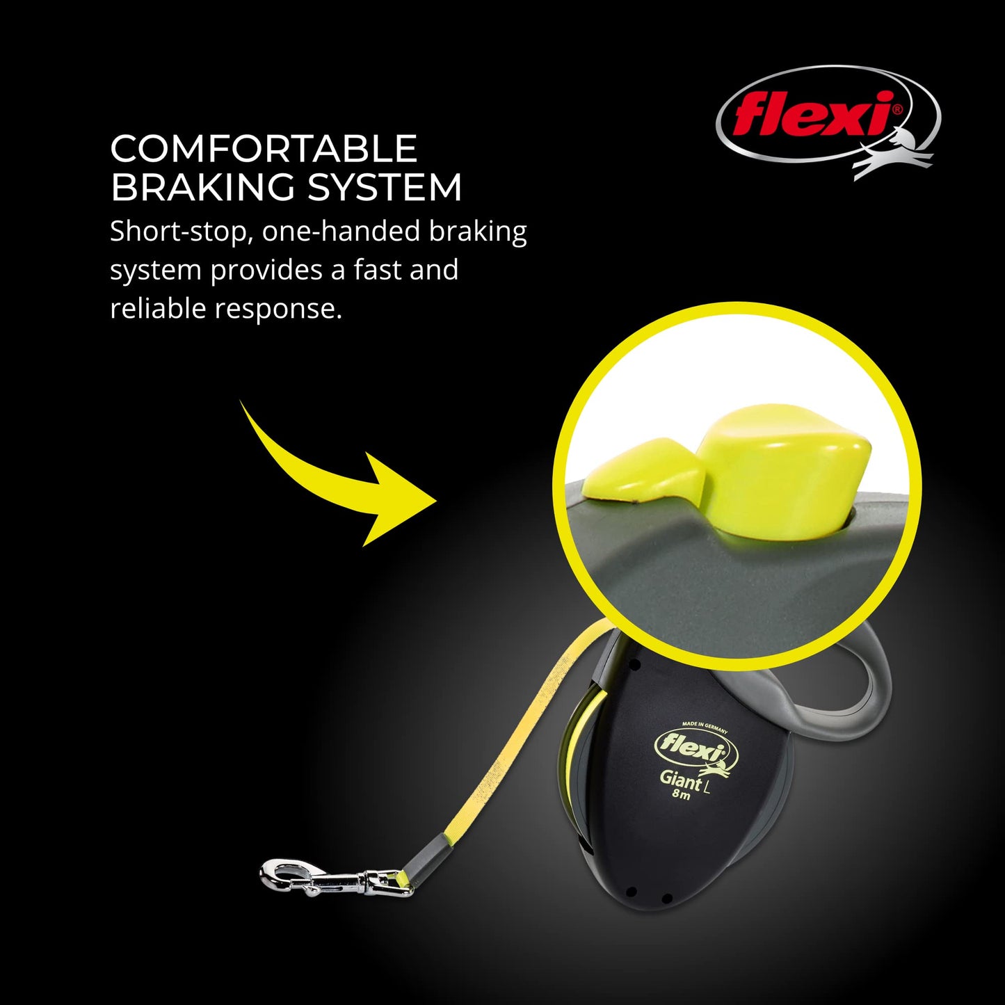 FLEXI® Giant Tape Retractable Dog Leash, Large, 26 ft - Black FLEXI