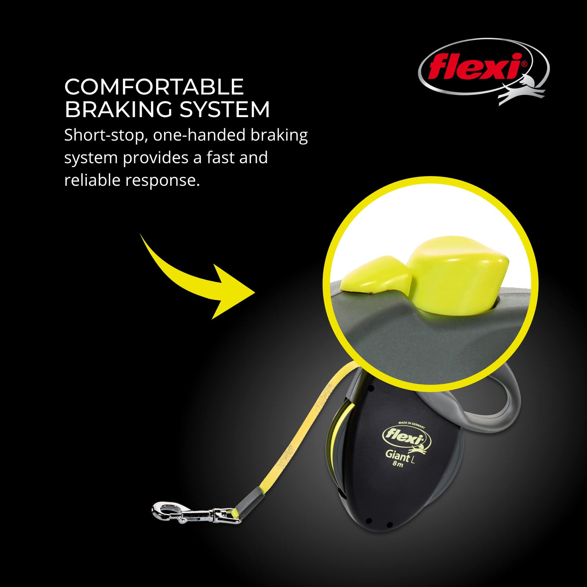 FLEXI® Giant Tape Retractable Dog Leash, Large, 26 ft - Black FLEXI