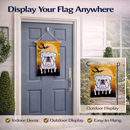 Drapeau de jardin Caroline's Treasures BB1778GF Halloween Bouledogue anglais blanc, petit, multicolore