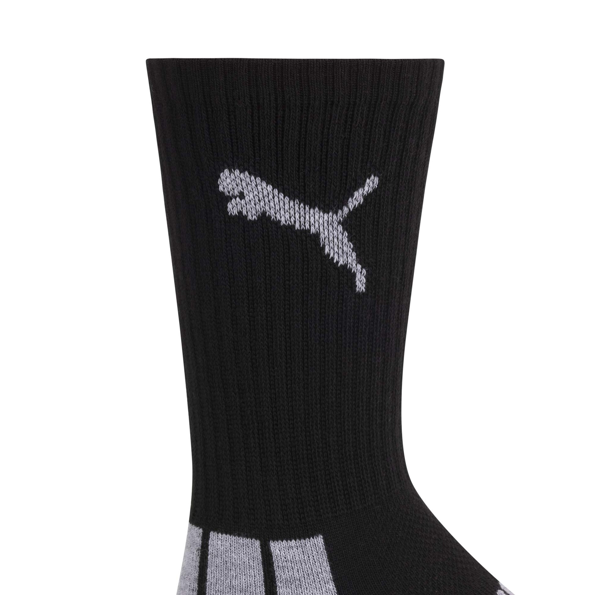 PUMA boys 6 Pack Crew Cut Socks, Black/Grey, 9-11 PUMA