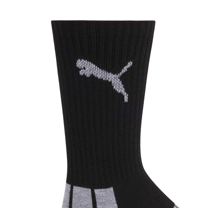 PUMA boys 6 Pack Crew Cut Socks, Black/Grey, 9-11 PUMA