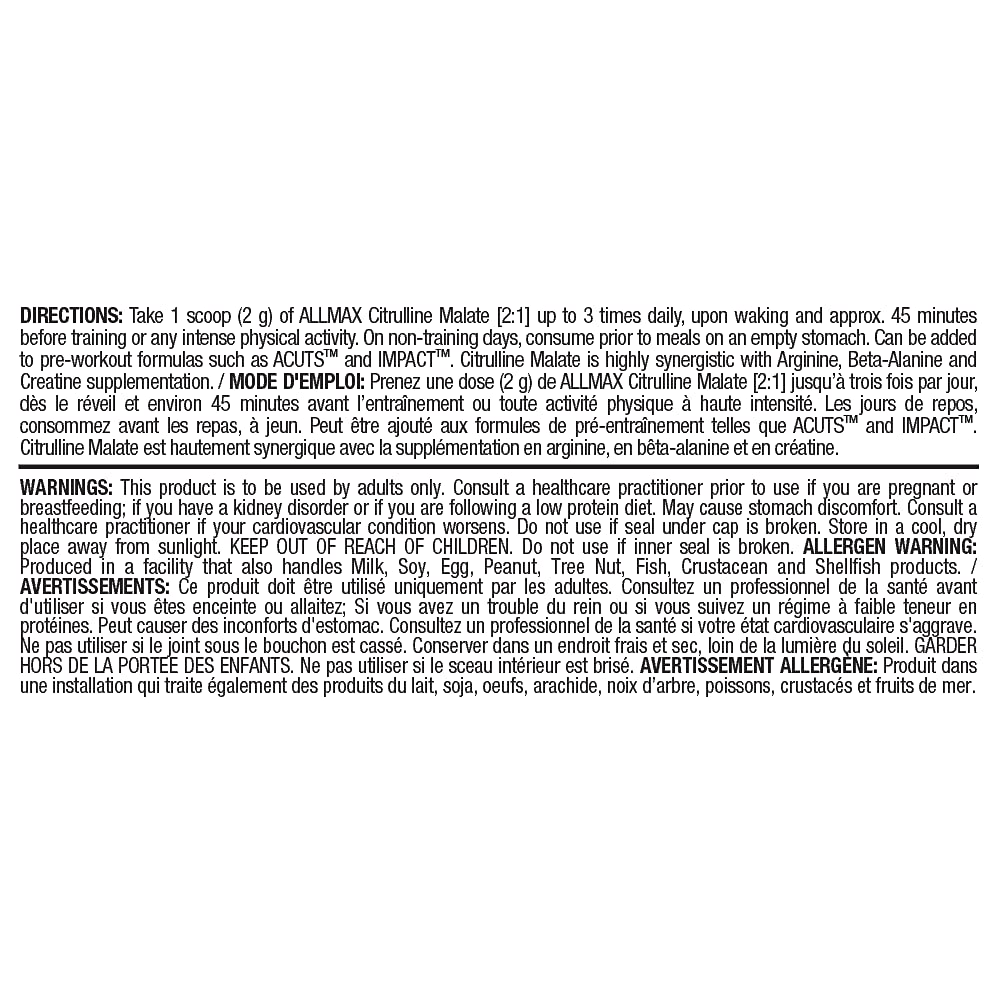 ALLMAX Nutrition - 2:1 Citrulline+ Malate - 300 Gram, 300-Gram - Available at All In One Marketplace Canada