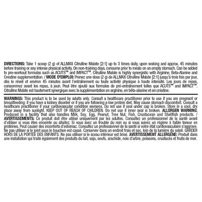 ALLMAX Nutrition - 2:1 Citrulline+ Malate - 300 Gram, 300-Gram - Available at All In One Marketplace Canada