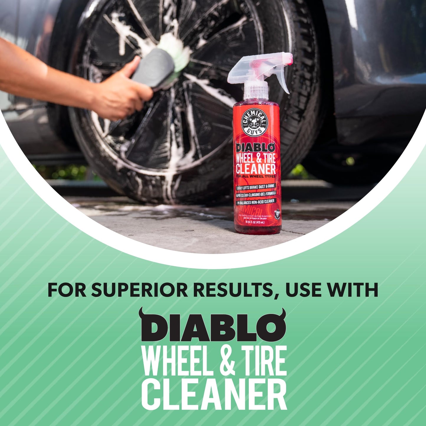 Chemical Guys Wheelie All Exterior Surface and Wheel Brush (Safe for Cars, Trucks, SUVs, RVs, Motorcycles, & More) Green 🍁 All In One Marketplace Canada