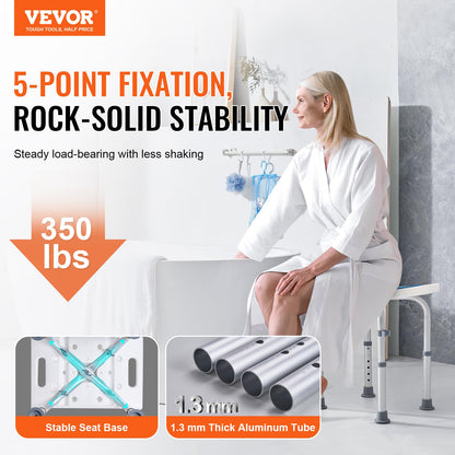 VEVOR Shower Chair, Adjustable Height Shower Stool, Shower Seat for Inside Shower or Tub, Non-Slip Bench Bathtub Stool Seat for Elderly Disabled Handicap, 350 LBS Capacity VEVOR