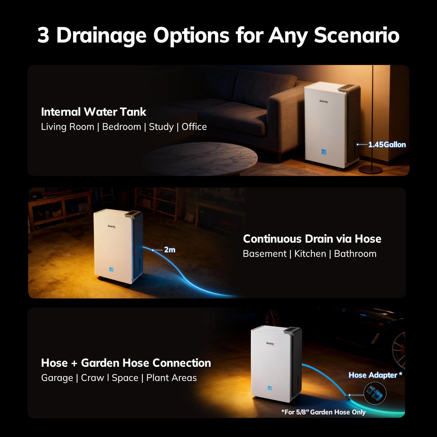 AEOCKY 4500 Sq.Ft Most Efficient Energy Star 2025 Dehumidifier, Max 80 Pint/D Smart Compressor Dehumidifier with Drain Hose, Intelligent Humidistat,for Basement,Bedroom,Home,Bathroom