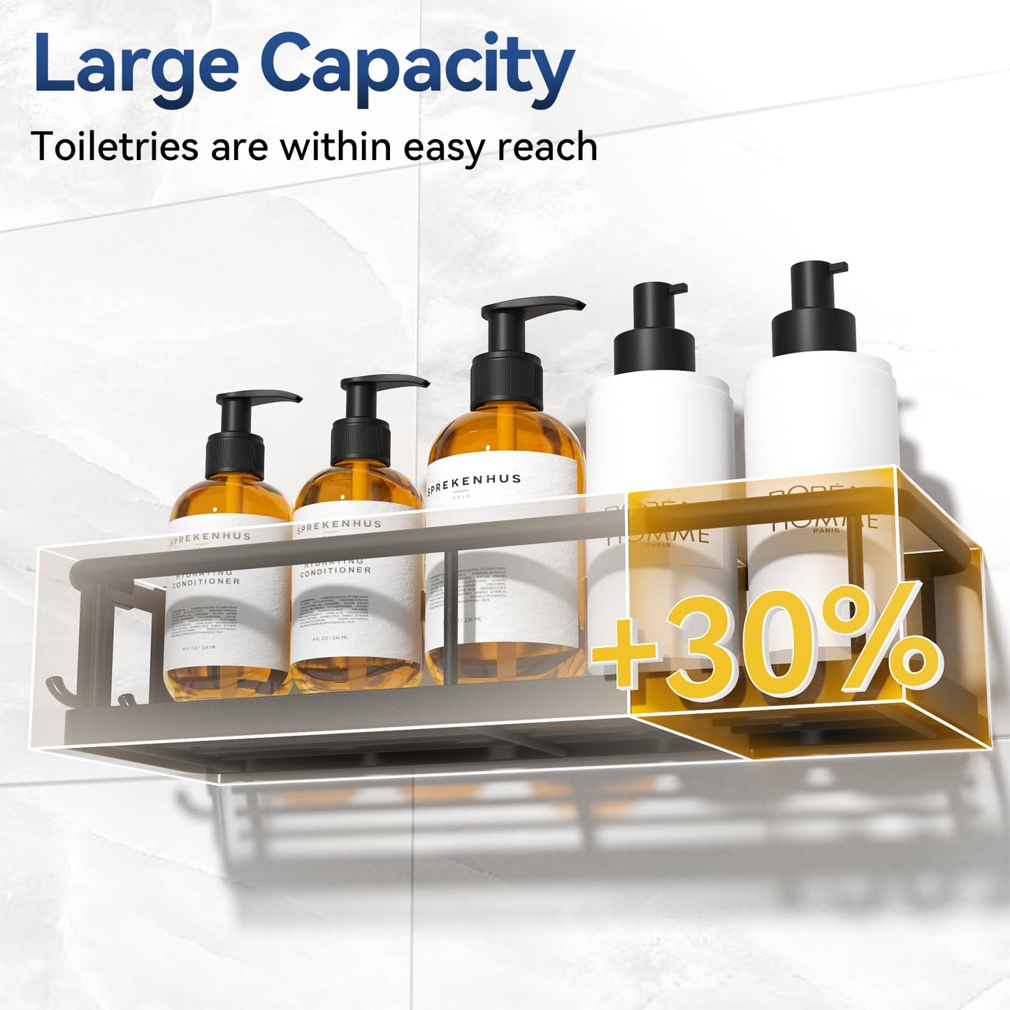 YASONIC Shower Caddy Adhesive, 100% Rustproof Shower Shelves 3 Piece
