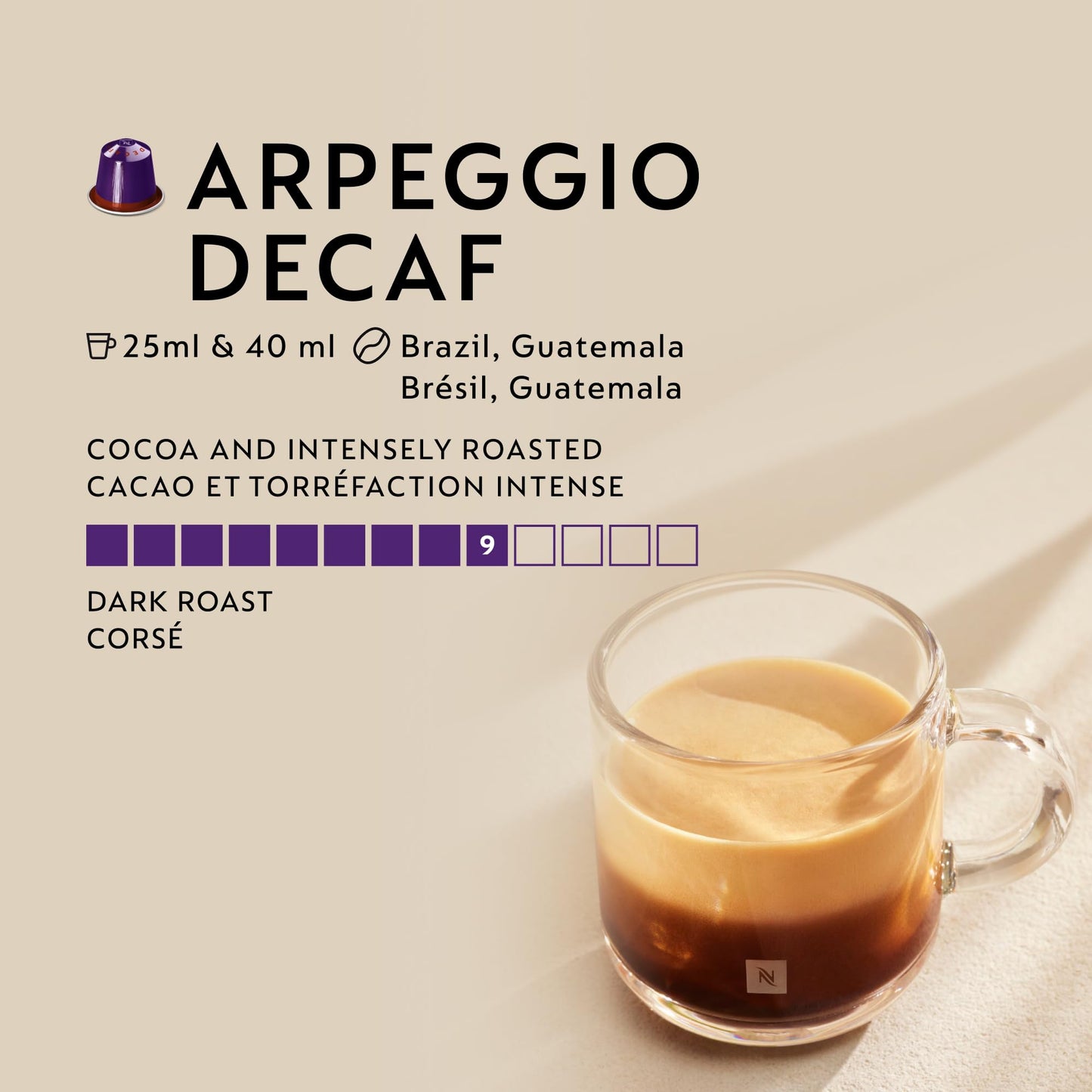 Nespresso Original Arpeggio Decaffeinato Decaf, Intensity 9, 50 Pods