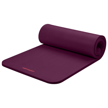 Retrospec Solana Yoga Mat 1" Thick w/Nylon Strap for Men & Women - Non Slip Exercise Mat for Home Yoga, Pilates, Stretching, Floor & Fitness Workouts - Boysenberry 🍁 All In One Marketplace Canada