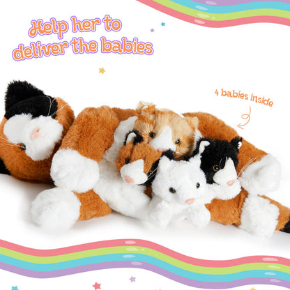 Houwsbaby Mommy Cat Stuffed Animal with 4 Baby Cats Christmas Valentines Birthday Gifts 5 Pieces Stuffed Animal Cat Set Birthday for Girls and Boys 20” 🍁 All In One Marketplace Canada