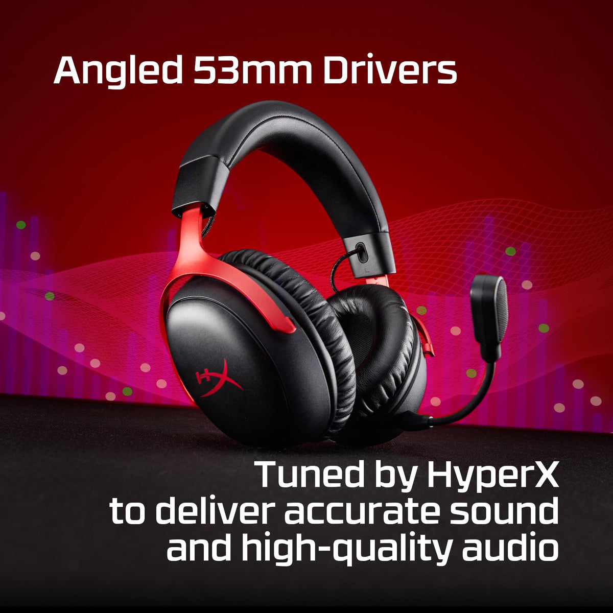 HyperX Cloud III S – Wireless Gaming Headset for Multi-Platform, 2.4GHz, Bluetooth, Battery Life up to 120 Hours 2.4GHz / 200 Hours Bluetooth, 53mm Angled Drivers, Detachable Mic – Black/Red