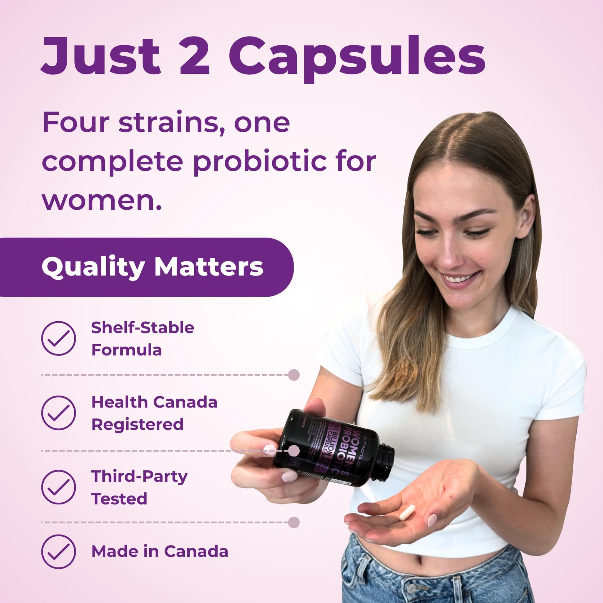 Nutratology® Probiotics for Women | Canadian-Made | 40 Billion CFUs Per Capsule | 80 Billion CFUs Per Serving - Bloating Relief & Digestion - 4 Strains of Women's Probiotic for Gut Health -120 Count