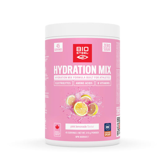 BioSteel Hydration Mix, Great Tasting with Zero Sugar, and No Artificial Flavours or Preservatives, Pink Lemonade, 45 Servings per Tub, Powder